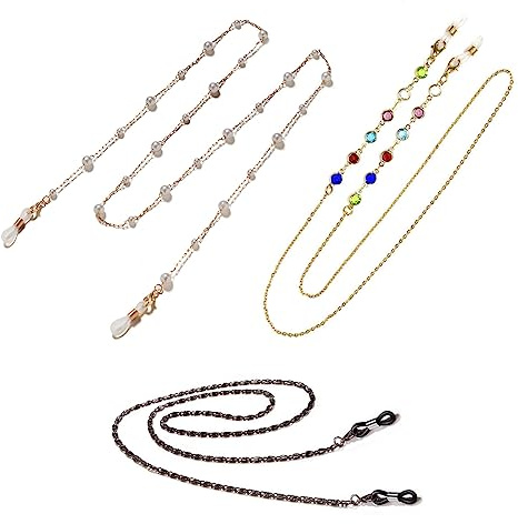 PLABBDPL 3 PiezasCadena de gafas de cristal de perlas, cordón de máscara, cordón de gafas, Cadena Gafas de Sol Lectura, Cordon Correas para Máscara mascarillas Hombre Mujer niños