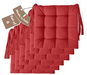 Il Tuo Artigiano Design 6 Cojines para Sillas de Comedor, 40 x 40 cm, 6 cm Grosor, para Exterior e Interior (Rojo)
