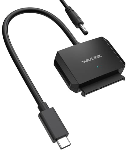 WAVLINK SATA to USB C Adapter Cable, USB C 3.0 to SATA III 5 Gbps Converter/Connector for 3.5 HDD & 2.5 HDD/SSD with 12V2A Power Adapter, Max 18TB, UASP, TRIM, S.M.A.R.T, Auto-sleep Mode