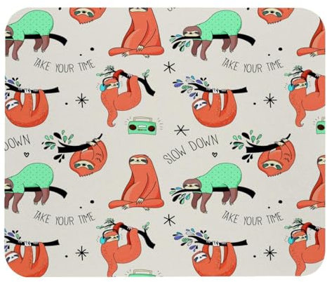 VAPOKF Gaming Mouse Pad, Sloths Listening Radio Prints Mouse Mat for Desk Home Office, Non-Slip Rubber Base Keyboard Pad, Laptop Desk Pad Mousepad