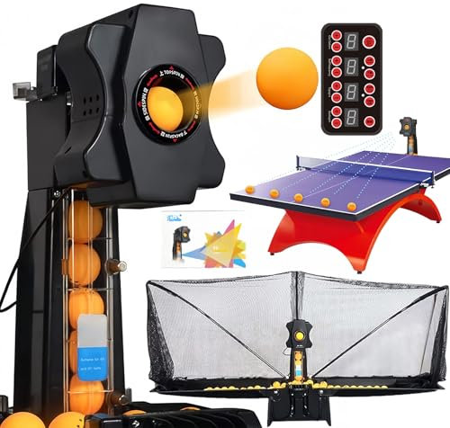 Máquina Robótica de Tenis de Mesa, Lanzador Automático de Pelotas con 100 Pelotas,Entrenador Inteligente de Ping-Pong,con 9 Pelotas de Giro Diferentes,para Practicar en Casa y en La Escuela