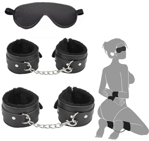 Fluffy Leather Handcuffs Sex Bondage Set with Plush PU Leather