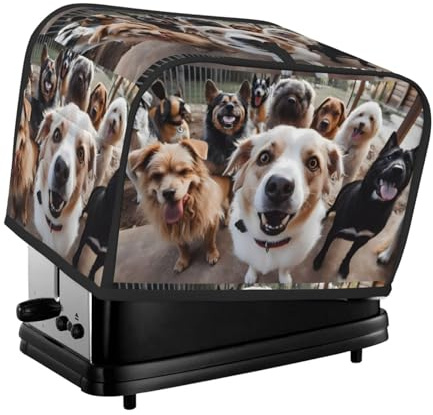 Copertura per tostapane a 2 fette, realistica copertura per tostapane con tasche per piccoli elettrodomestici da cucina e protezione dalle impronte digitali, lavabile in lavatrice