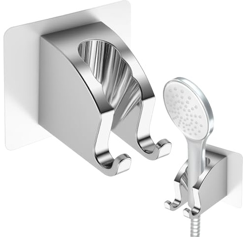 Soporte Cabezal de Ducha, Soporte Ducha Universal, Ajustable Sujeta Alcachofa Ducha, Soporte de Ducha Giratorio 360°, Fuerza Súper Adhesiva, Barra Ducha para Accesorios de Baño
