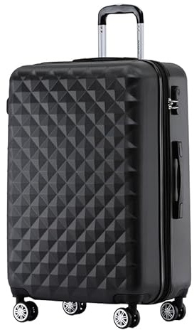 BEIBYE Zwillingsrollen 2066 Hartschale Trolley Koffer Reisekoffer Gepäck M-L-XL-Set (Schwarz, L)