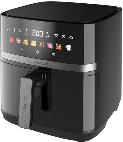 Cecotec Freidora de Aire 8L con Doble Grill, Air Fryer, Cecofry&Grill Duoheat 8000. 2200W, Dorado Perfecto y Sabor de Parrilla en Carnes, Temperatura entre 80-200°C, 8 Menús y Ventana