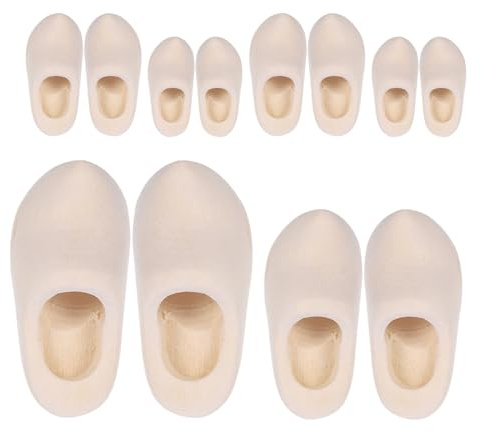 ORFOFE 6 Pares Mini Zuecos de Madera sin Acabado Zapatos Miniatura Holandeses para Muñecas Accesorios de Madera para DIY Decoración de Casas de Muñecas Zapatos para Pintar