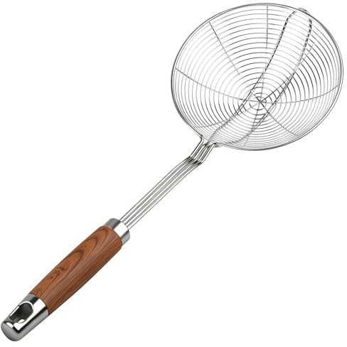 ChefBee 5.3 Spider Strainer Skimmer Spoon with Handle, Stainless Steel Wire Strainer Ladle for Cooking and Frying, Kitchen Utensils Slotted Pasta Spoon, Fryer Scoop