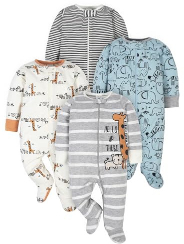 Gerber Sleep ‘N Plays Sparkdräkt med djungel för bebisar, 4-pack
