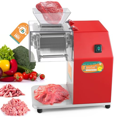 Newhai 850W Meat Cutter Machine, Commercial Meat Cutting Machine 2.5mm Heavy Duty, Stainless Steel Meat Slicer Shredder Restaurant, for Boneless Meat Soft Vegetables (Meat thickness: 2.5mm)