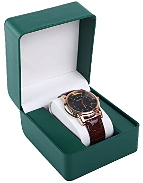 JIHUOO Single Grid PU Leder Uhrenbox Uhrenetui Uhr Geschenkbox Uhr Box Schmuck Box mit Kissen Grün