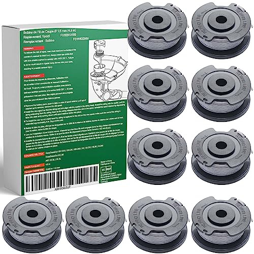 Grästrimmer spole för Bosch grästrimmer – 10 stycken trimmer spole F016800569 kompatibel med Bosch batteridriven grästrimmer EasyGrassCut – trådspole Ø 1,6 mm x 4,8 M (10 reservspolar 1 lock)