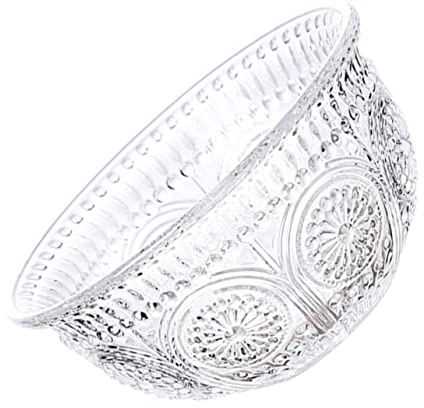 SHOWERORO Bol En Verre Relief 12.7 Cm Bol À Dessert Et Salade Vintage Transparent Avec Motif Solaire Pour Cuisine Fêtes Et Service De Table