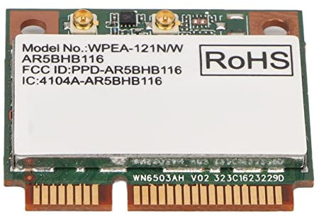 VBESTLIFE Carte Réseau pour Ordinateur Portable AR9382 AR5BHB116, Mini Carte PCIE WiFi 2,4/5GHz 300Mbps pour Win 7 8 8.1 10, pour Linux, pour ISUS, pour MSI, pour Clevo, pour Hasee