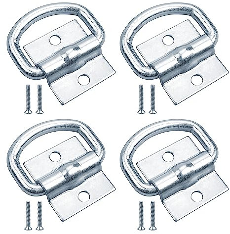 CLKE 4 Pcs Anillo de amarre en D|Anillo de amarre con tornillo|Accesorio de remolque de acero galvanizado para camión,furgoneta,Barco,Cuerda de fijación de carga
