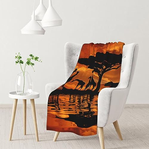 JCAKES Giraffe unter dem Baum in Afrika, Flanelldecke, Überwurf, Decke für Bett, Reisedecke, Überwürfe für Sofas, Überwürfe für Sessel, Outdoor-Decken und Überwürfe (vertikaler Abschnitt)