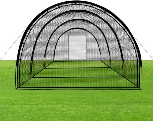 ZivPlay Baseball Batting Cage Net Batting Cages for Backyard Portable Pop Up Cage for Baseball and Softball 30ftx12ftx7ft with Pitching Machine Hole and Detachable Door