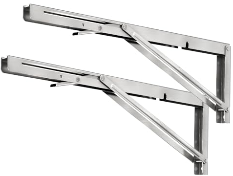 Klappkonsole Schwerlast 400 mm, LSK Klappwinkel 90 Grad Silber 2 PCS Edelstahl Klappregalhalterungen Klappscharnier für Klapptisch Wandmontage Wandtisch Klappbar Wandregal Tragkraft 100KG