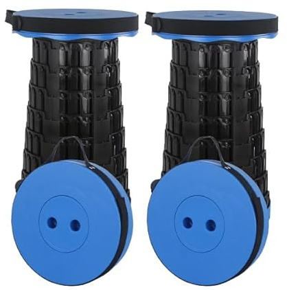Rshuhx 2pcs Tabouret Pliant Portable Tabourets pliants pour Adultes Camping Tabouret Pliable Siège léger Rétractable pour Excursion Pêche en Plein air Randonnée Charge maximale 460lb/210kg(Bleu)