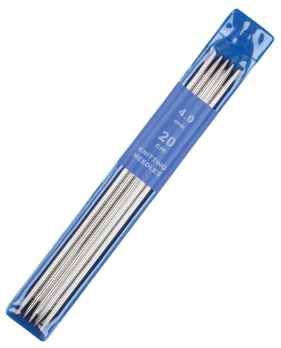 Coopay Lot de 5 aiguilles à tricoter 4,0 mm, ensemble d'aiguilles à tricoter en acier inoxydable de 20 cm pour chaussettes, écharpes, bonnets, animaux de compagnie, pulls, aiguilles à chaussettes 4,0