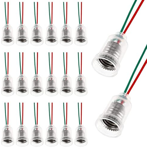 20 unidades Portalámparas E10 con cables aislados - Base para lámparas LED, hogar y pruebas eléctricas