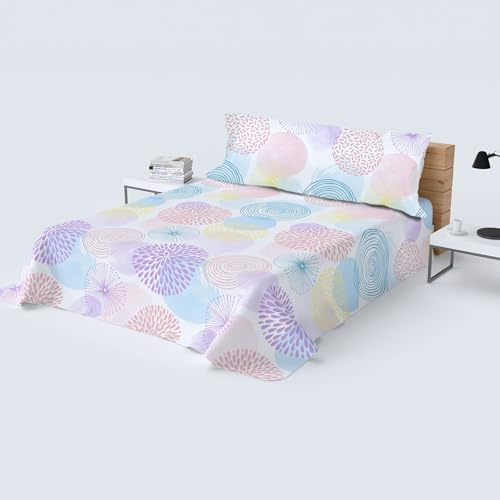 HOMEYA - Juego de sábana Cama 180cm - Juego de 4 Piezas - sábana encimera 230x260, Bajera Ajustable 180x190, 2 Fundas Almohada 45x85, Estampada