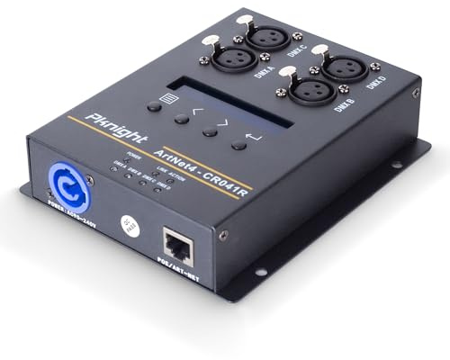 Pknight Bi-direction ArtNet DMX 2048 Ethernet Lighting Controller Interface, 4 Universe/Truss Mountable/PoE CR041R