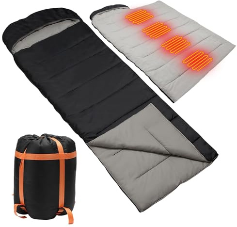 Sleeping Bags for Adults, Camping Sleeping Bag for Kids, Heated Sleeping Bag for Camping Outdoor Hiking, Rechargeable Lightweight Compact Camping Essentials Gear(Black)