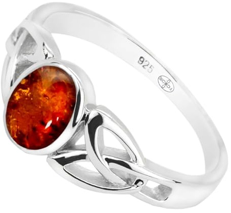 Artipol Bague fabr.européenne style français. Argent rhodié Ambre naturelle - modèle 2628-B, taille 58