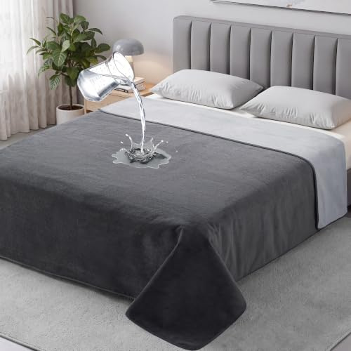 Autsel Dubbelsidig vattentät filt - mjuk, mysig multifunktionell filt för säng, soffa och bänk | Tvättbar, stänksäker filt för vuxna, hundar och katter inomhus, 152 x 203 cm
