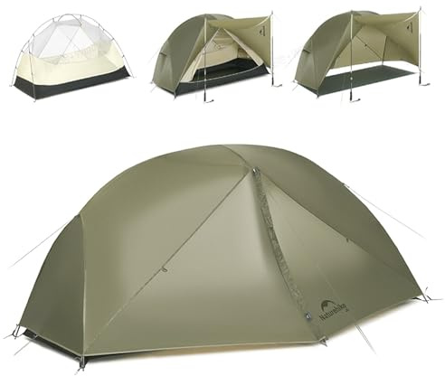 Naturehike Mongar Pro Ultralight Tent 1.42/1.76/2.21kg,1/2/3 Person Backpacking Tent,Waterproof & Quickly Build,4 Modes Of Use,20D Nylon Wind Resistant,Outdoor Hiking Tents with Front Porch