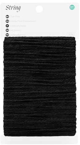 KINGLAKE 50m Black Cotton String, 2mm Macrame Bakers Twine Butchers Kitchen String for Cooking Meat, Crafts, Gift Wrapping, Christmas Decorations, Gardening, Hanging Pictures
