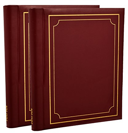 Arpan 2 Pack of Photo Albums Self Adhesive Large Picture Book Modern Style Wiro Binder Totaling 40 Sheets 80 Sides In Black/Blue/Red/Vintage Birds/Butterfly (Red)