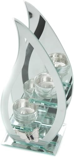 Hestia Support pour bougies chauffe-plats en verre et métal avec miroir