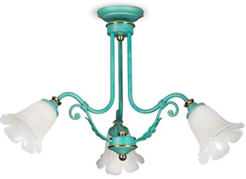 Helios Leuchten Florentiner Deckenlampe grün | florale Lampe Leuchte Landhausstil | Deckenleuchte Esszimmer Flur Wohnraum