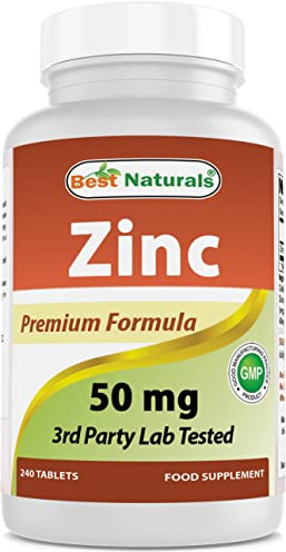 Best Naturals Zinc supplement as Zinc Gluconate 50mg 240 Tablets