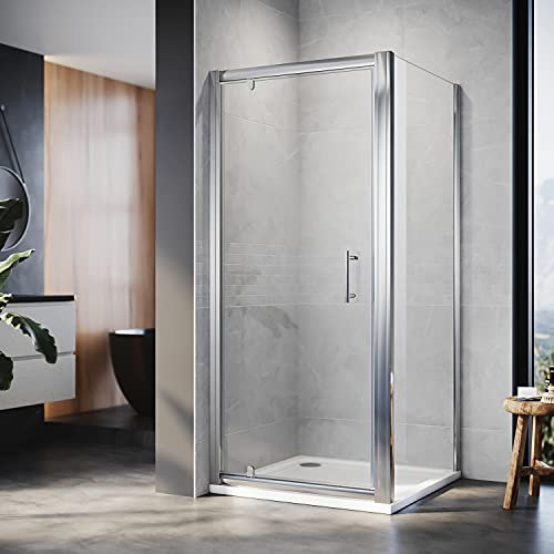 ELEGANT 900x800mm Pivot Shower Enclosure with Tray 6mm Glass Shower Cubicle Reversible Screen Panel Door