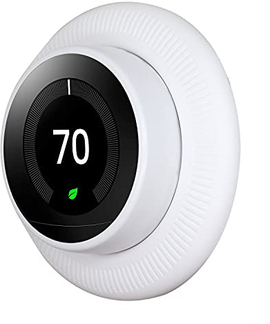 Silicone Wall Plate Cover for Google Nest Learning Thermostat 1st/2nd/3rd Bracket Mount | Easy Installation | Fingerprint Resistant | Elegant Design (White)