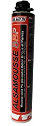 Mousse polyuréthane de collage béton, brique et pierre pistolable ALSAMOUSSE PU BBP 750 ml