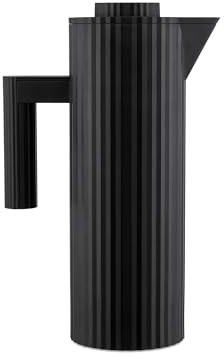 Alessi Plissé MDL12 B - Design Isolierkanne, Doppelwandiges Inneres Isolierglas, aus Thermoplastischem Harz, 100 cl, Schwarz