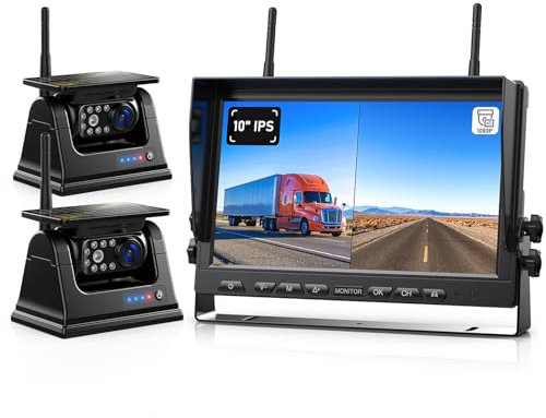 ZEROXCLUB 2 CAM 10 DVR Monitor Magnetic Solar Wireless Backup Camera