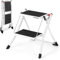 Galvaran 2 Step Ladder Foldable Heavy Duty Step Stool with Anti-Slip Wide Steps and Thickened Foot Caps, Strong Sturdy Steel for Home, Office, Kitchen, Garage, Caravan, 150kg Weight Capacity