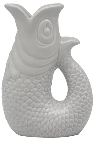 The Leonardo Collection Fish Jug Vase Grey 20cm | Ceramic or Glass for Kitchen Use | Beautiful Cream or Milk Jug for Daily Needs | Versatile Water Jug