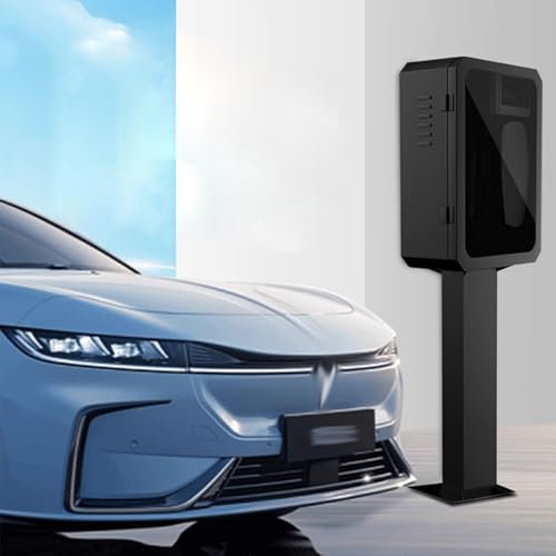 RENLXFI Wallbox Standsäule Ladestation Für Autos, Pfostenmontage, Wasserdichtes Gehäuse Für Elektroauto-Ladegeräte Im Innen- Und Außenbereich, Pfahlsäulenschutzbox(Black,Box+Pole)