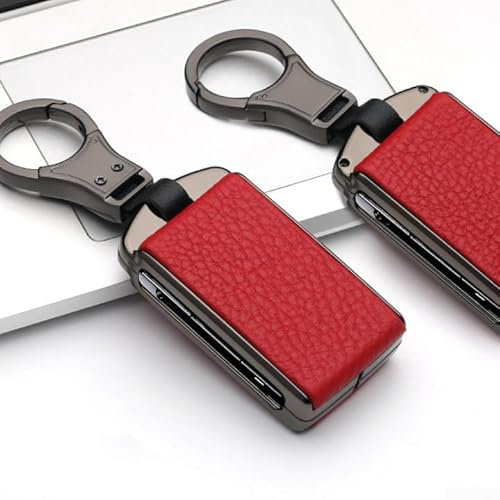 Zinc Alloy Car Key Shell Cover Case Protector For XC60 S60 S90 XC40 V90 Replacement Fob Holder With Buckle System Key Bag,Remote Keyless Entry Protection(red)