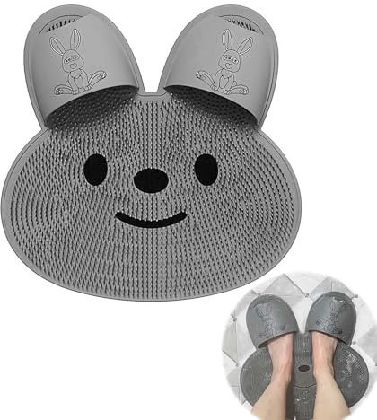 DAWZMR Extra Large Foot Scrubber Mat for Shower Floor, Rabbit-Shaped Silicone Foot Scrub Matt with Non-Slip Suction Cups