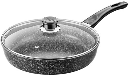 Demoyaya Nonstick Frying Pan with Lid, Easy to Clean, 9.45 24cm Multi-Purpose Non Stick Skillet for Cooking, Compatible with Induction, Gas, All Stoves