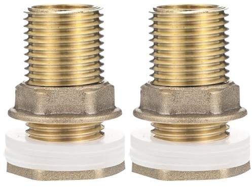 Veemoon Raccordo Passante per Serbatoio in Ottone 3/8 Femmina 1/2 Maschio Anello in Silicone 2 Pezzi per Tubi Flessibili e Giunti di Paratia, Adatto per Cisterne Raccolta Acqua