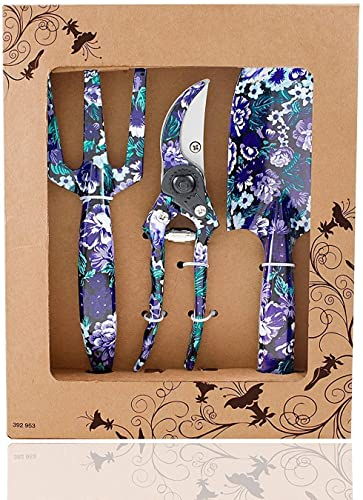 FLORA GUARD Gartengeräte Gartenwerkzeug Set, 3 Piece Aluminum Garden Tool Set as Trowel,Cultivator, Schnitt Schere, Geschenk-Set für Gartenbedarf