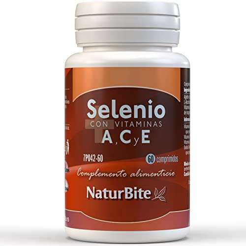 NaturBite Selenio con vitaminas A, C y E- 60 comprimidos - 220mcg de selenio por comprimido